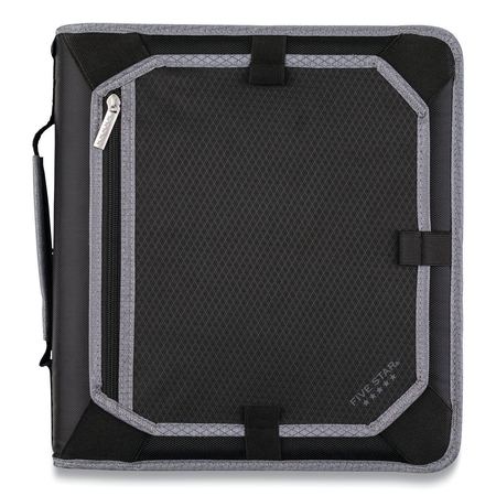 FIVE STAR Zipper Binder, 3 Rings, 2" Capacity, 11 x 8.5, Black/Gray Accents 29052IT8